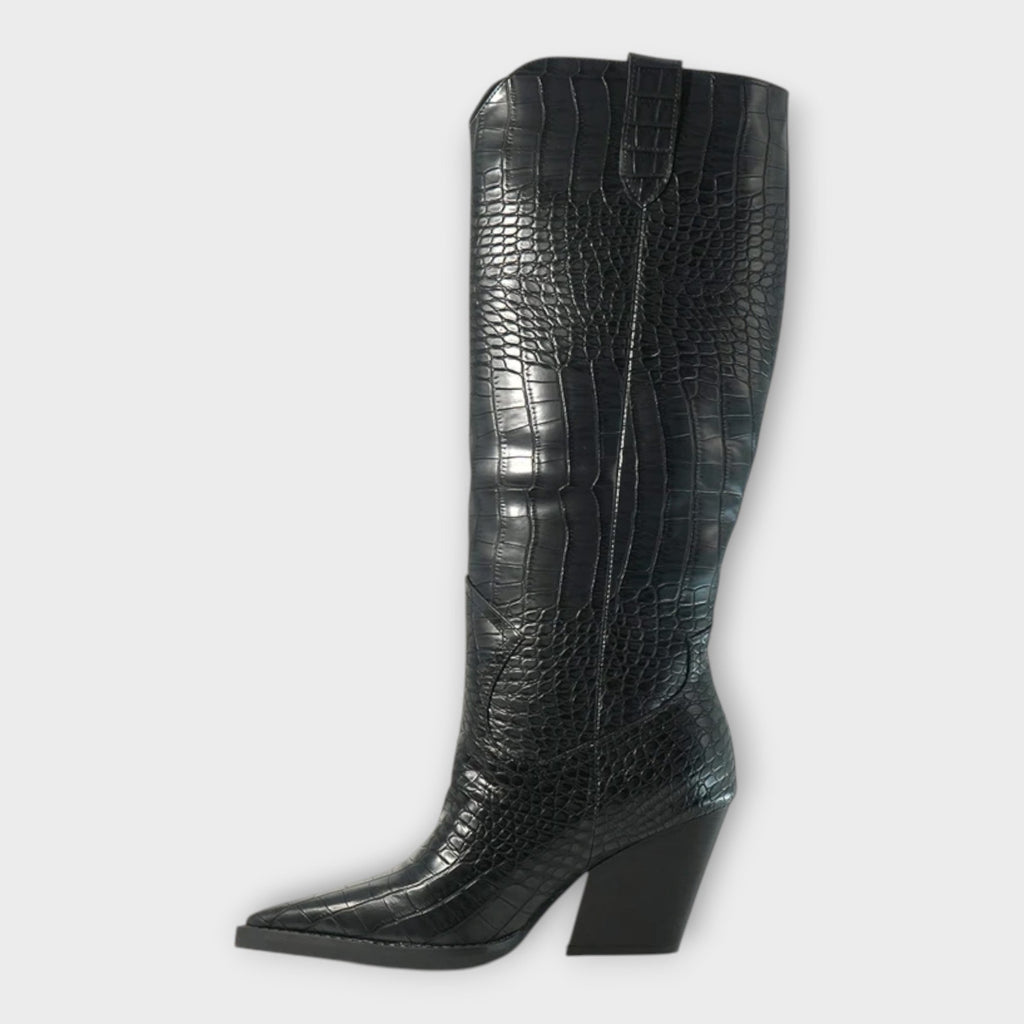 Camila | Boots with Crocodile Design and Elegant Daily Heel