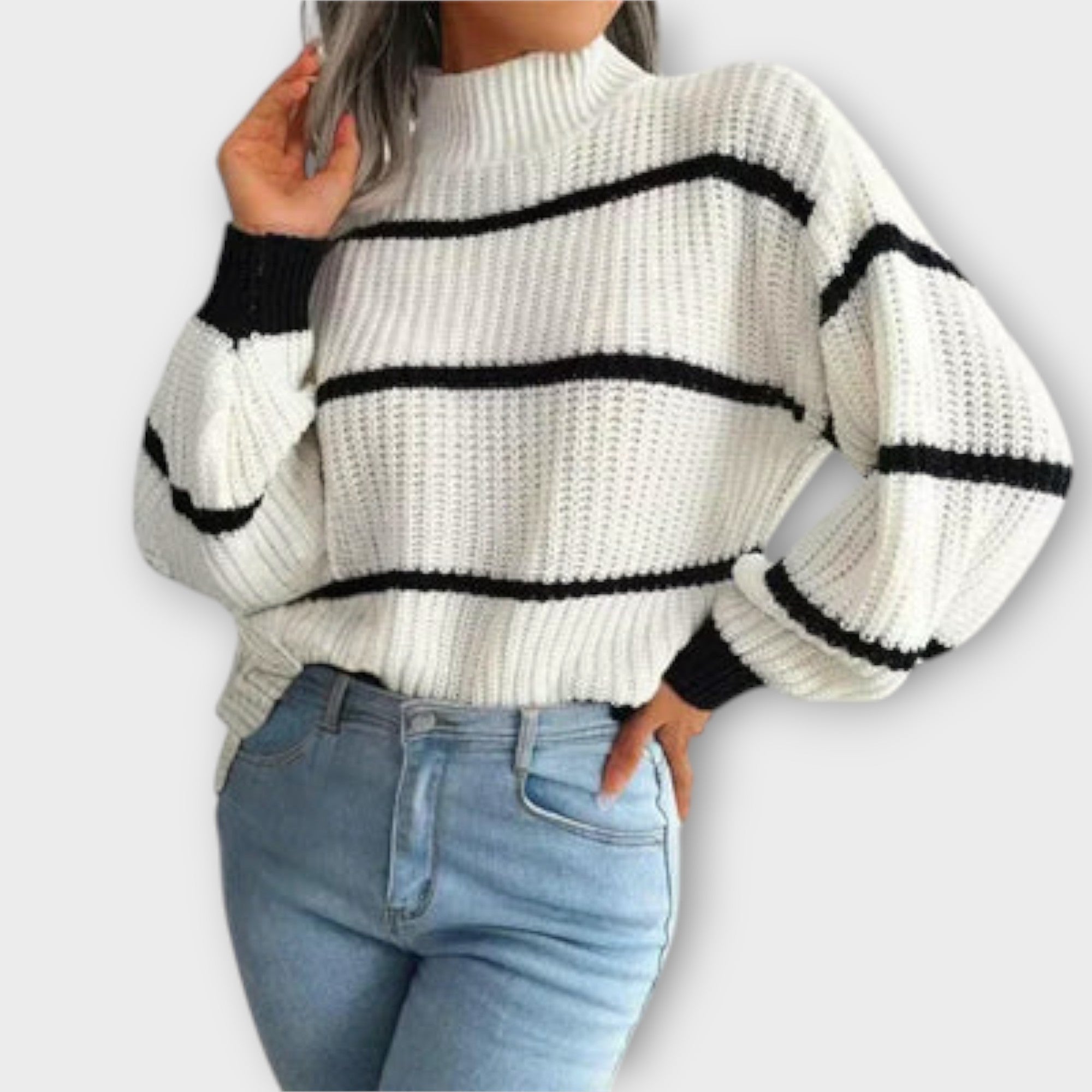 Chavala - Sweater with Collar and Stripes
