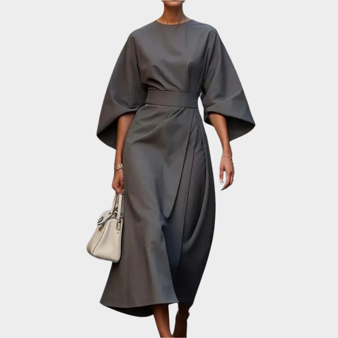 Chicago Minimalist Dress with Belt and Wide Sleeves