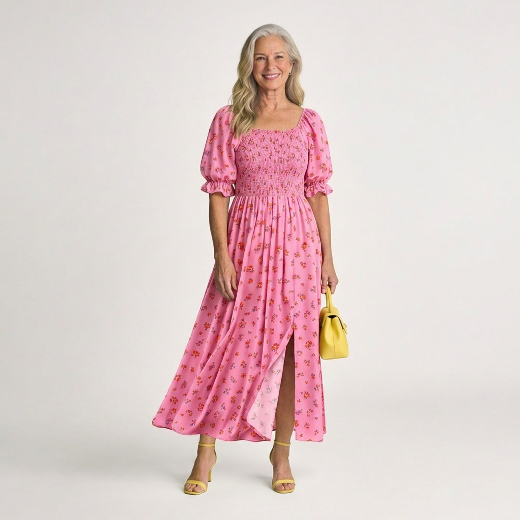Delphine | Floral Square Neck Puff Sleeve Dress