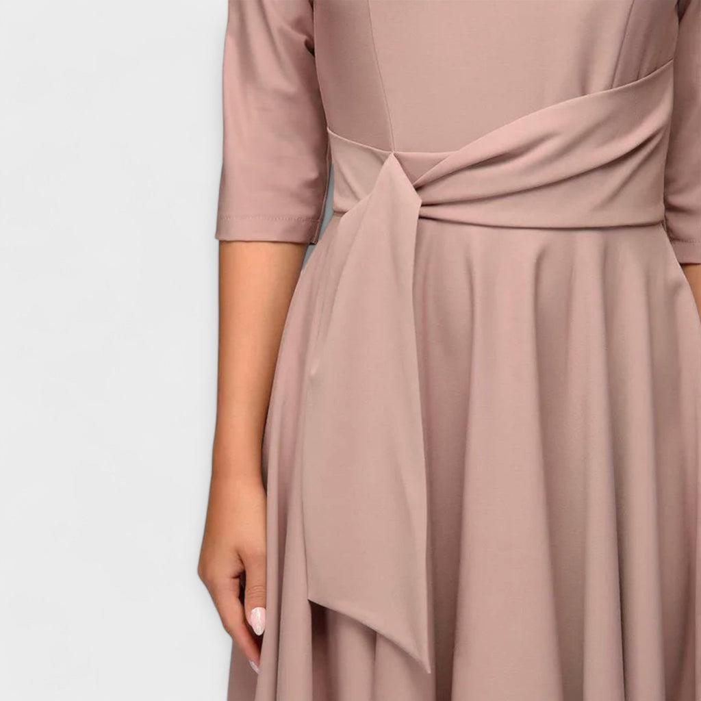Ana - Elegant Midi Dress with Waist Belt