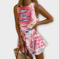 Mirava – Mini Dress in Pink Pattern
