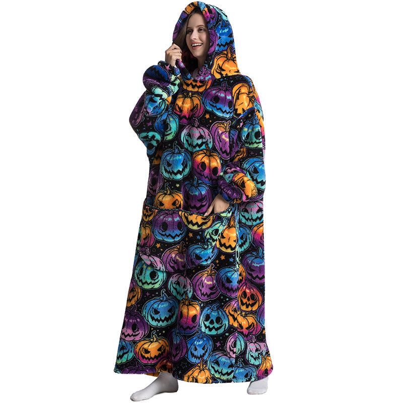 HugWear™ | Neon Pumpkin Oversized Hoodie Blanket