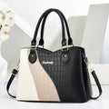 Color Block Croc-Embossed Handbag with Crossbody Strap