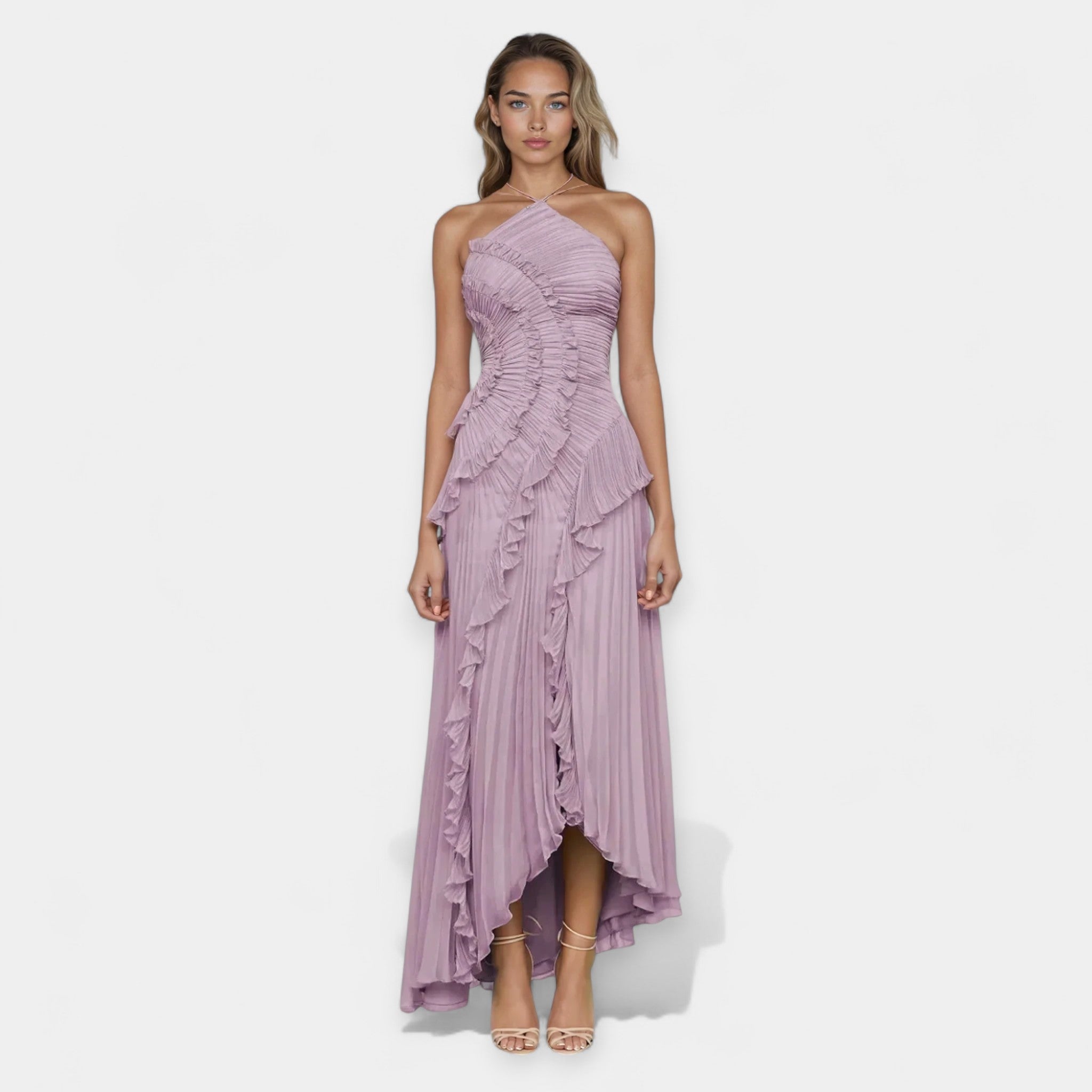 Lila Midi Dress with Adjustable Ruffles