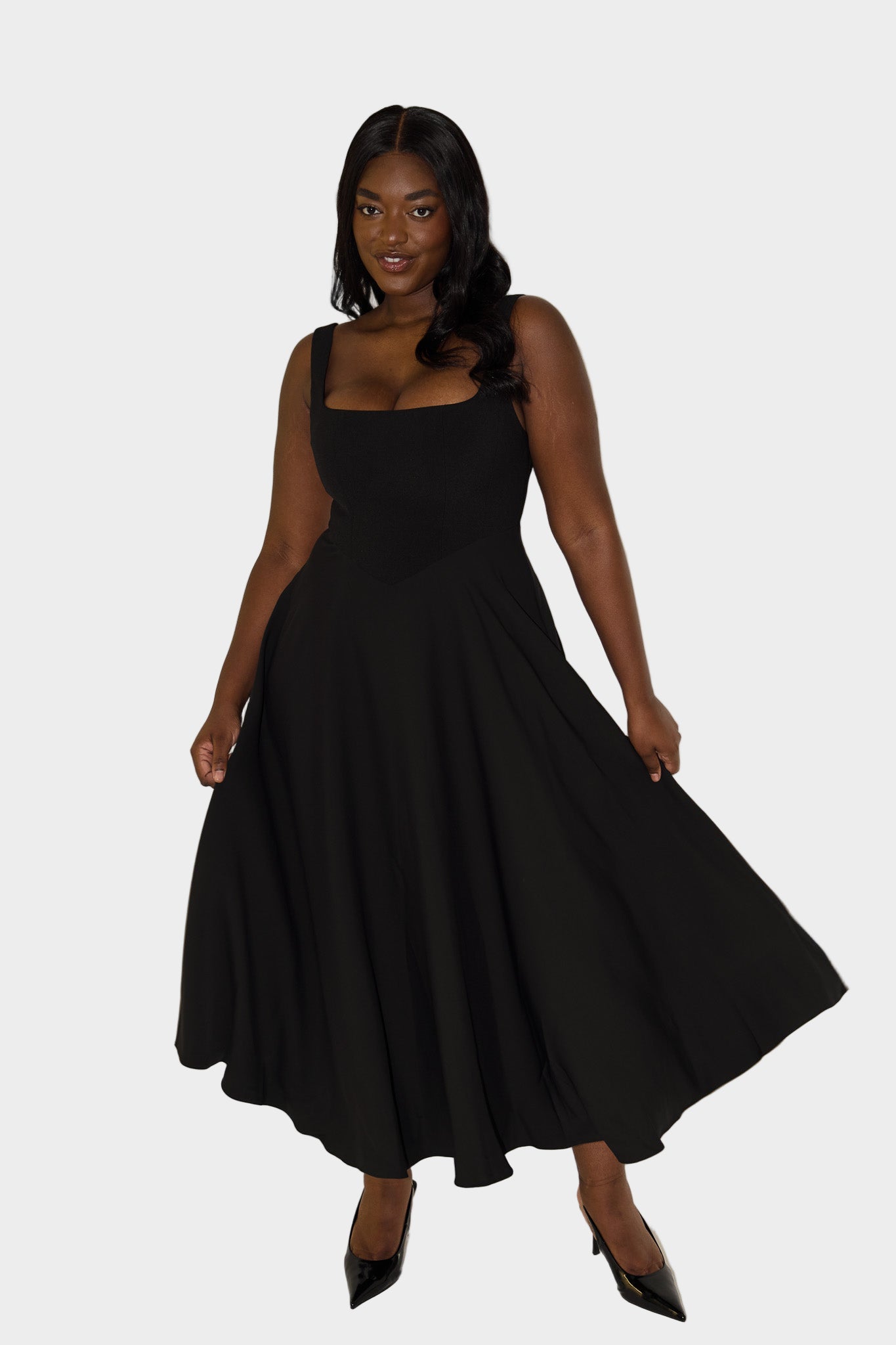 Timeless Durable Air Midi Dress with Distinctive Line and Natural Movement