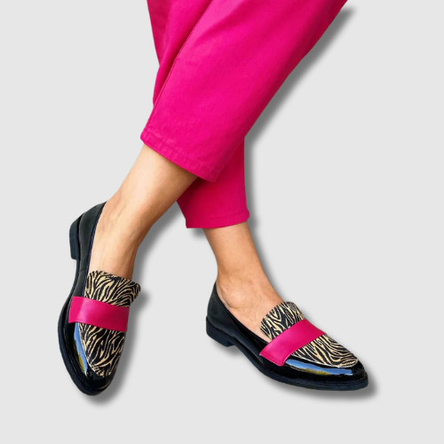 Zoya™ | Mocasi leopard cu roz