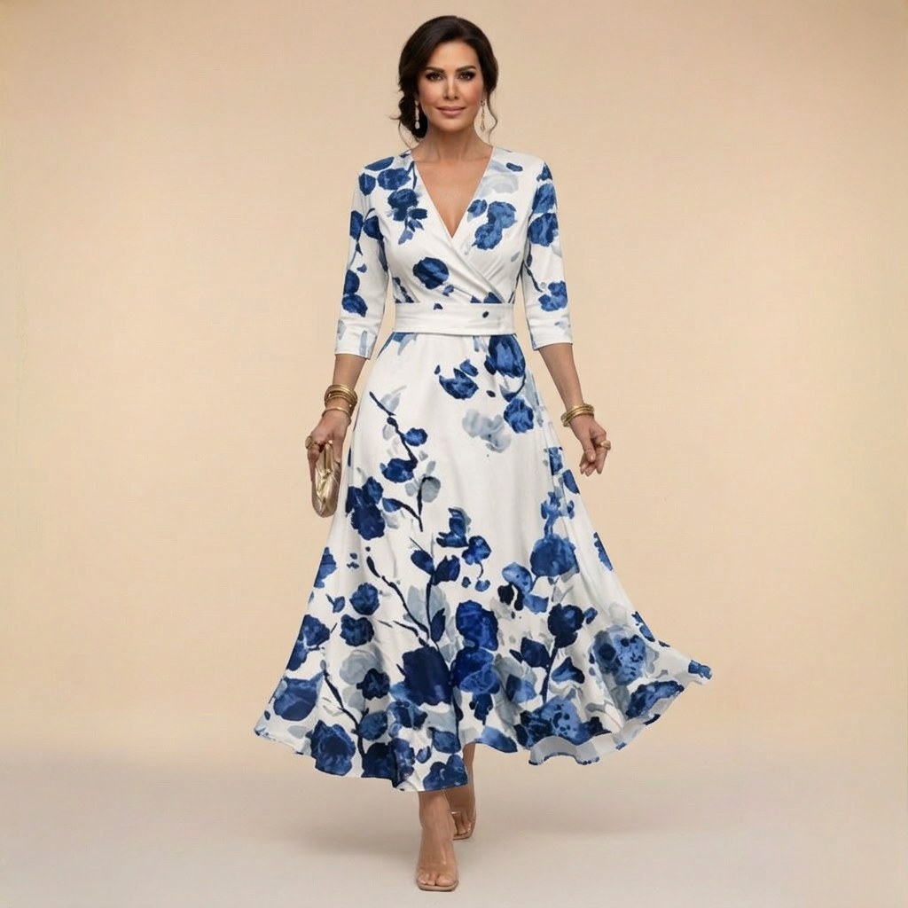 Lillian - Wrap-Style Flowing Maxi Dress