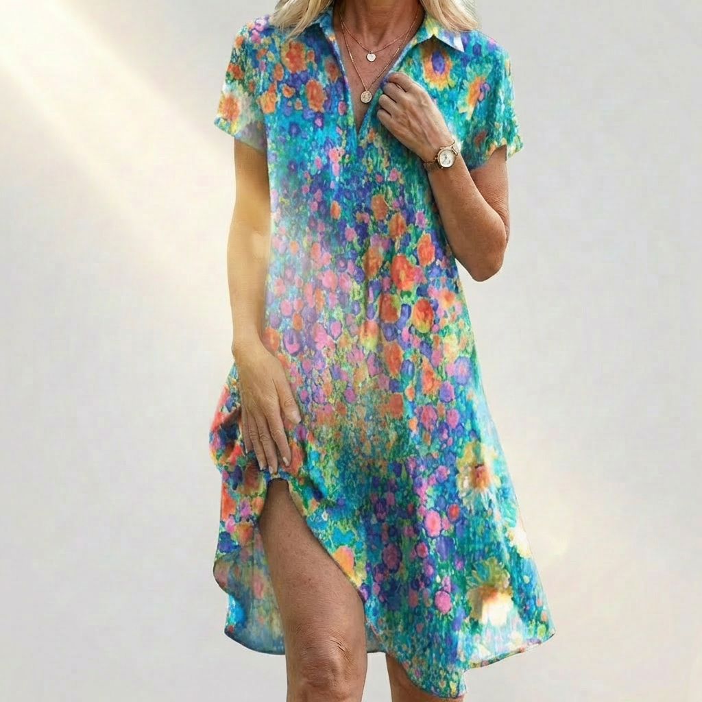 Marit – Dress with Print and V-Neck