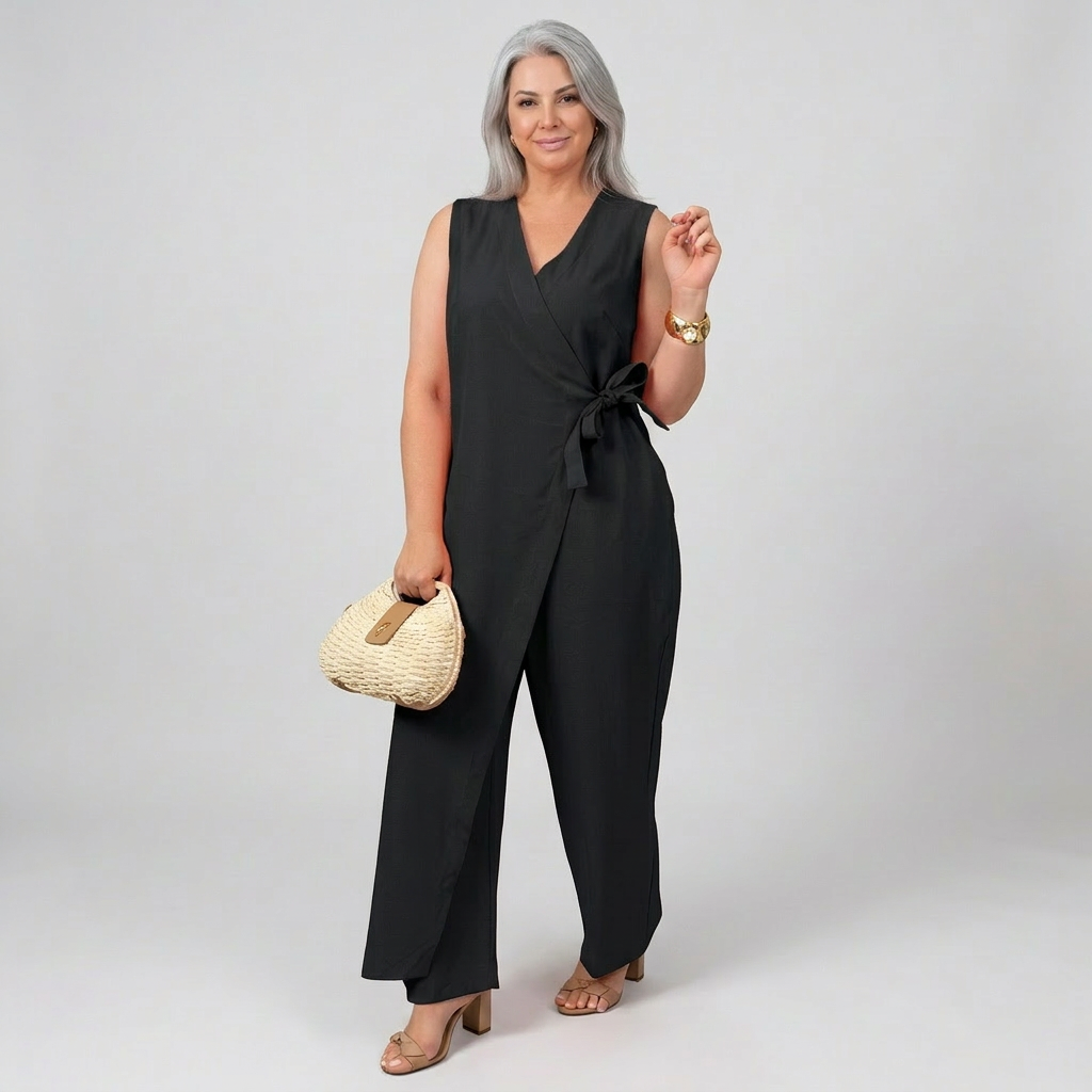 Mia - Sleeveless Wrap V-Neck Jumpsuit
