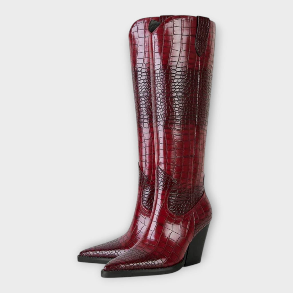 Camila | Boots with Crocodile Design and Elegant Daily Heel