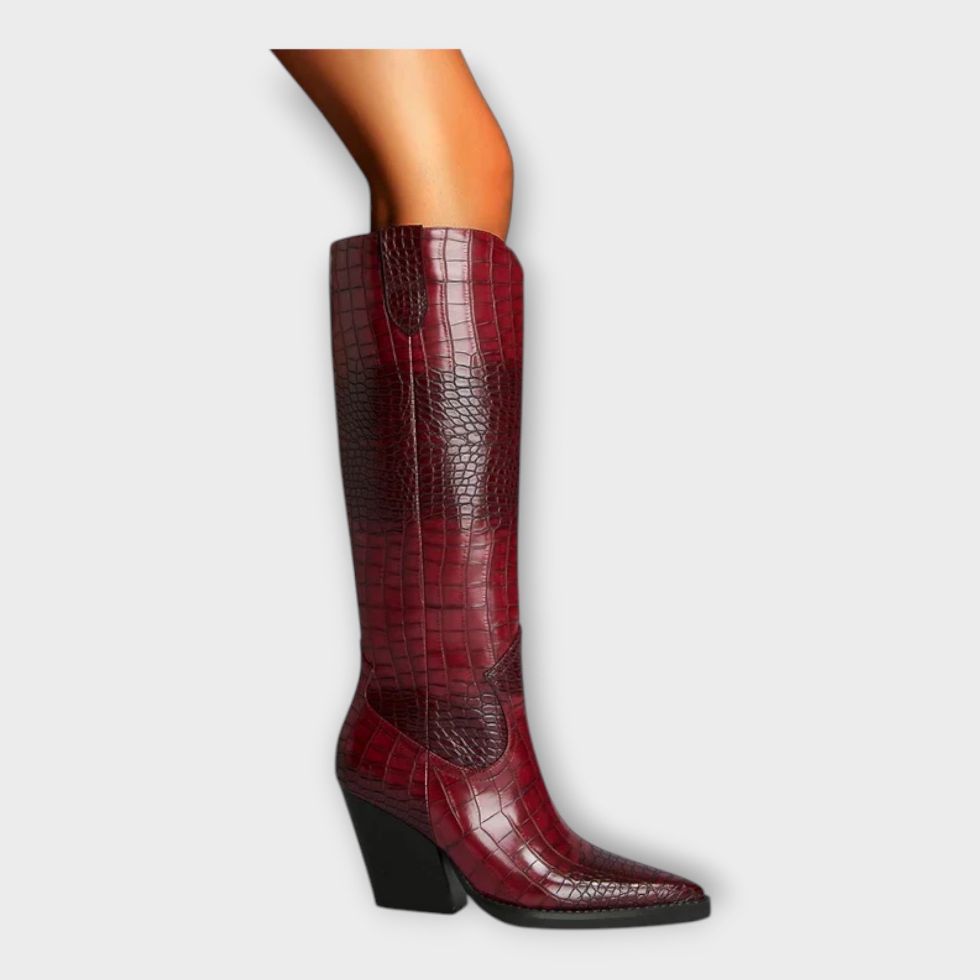 Camila | Boots with Crocodile Design and Elegant Daily Heel