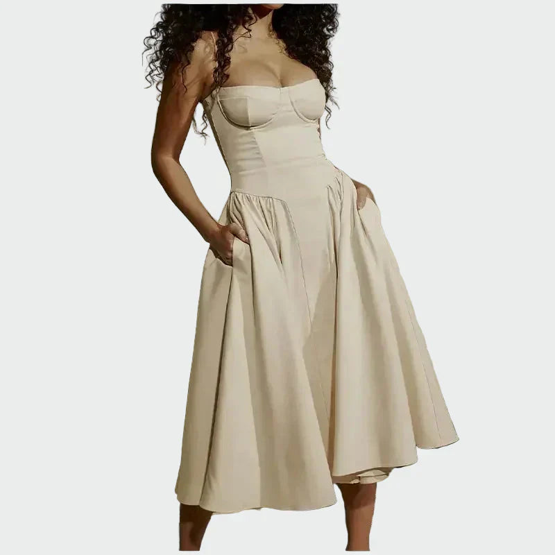 Satino Maxi Dress with Thin Straps