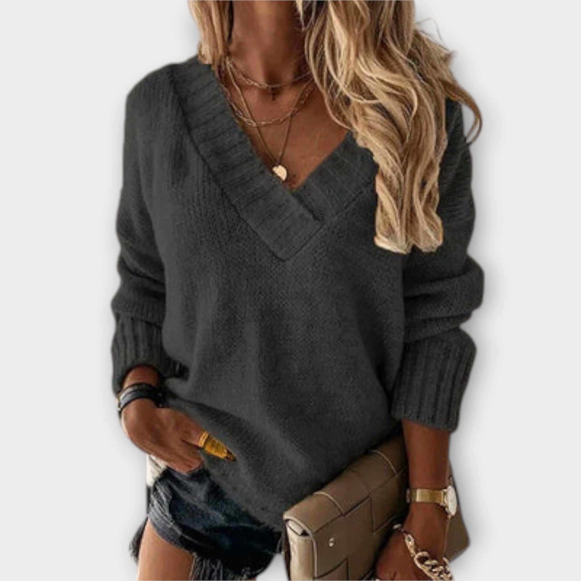 Jeya - Comfortable Sweater with V-Neck