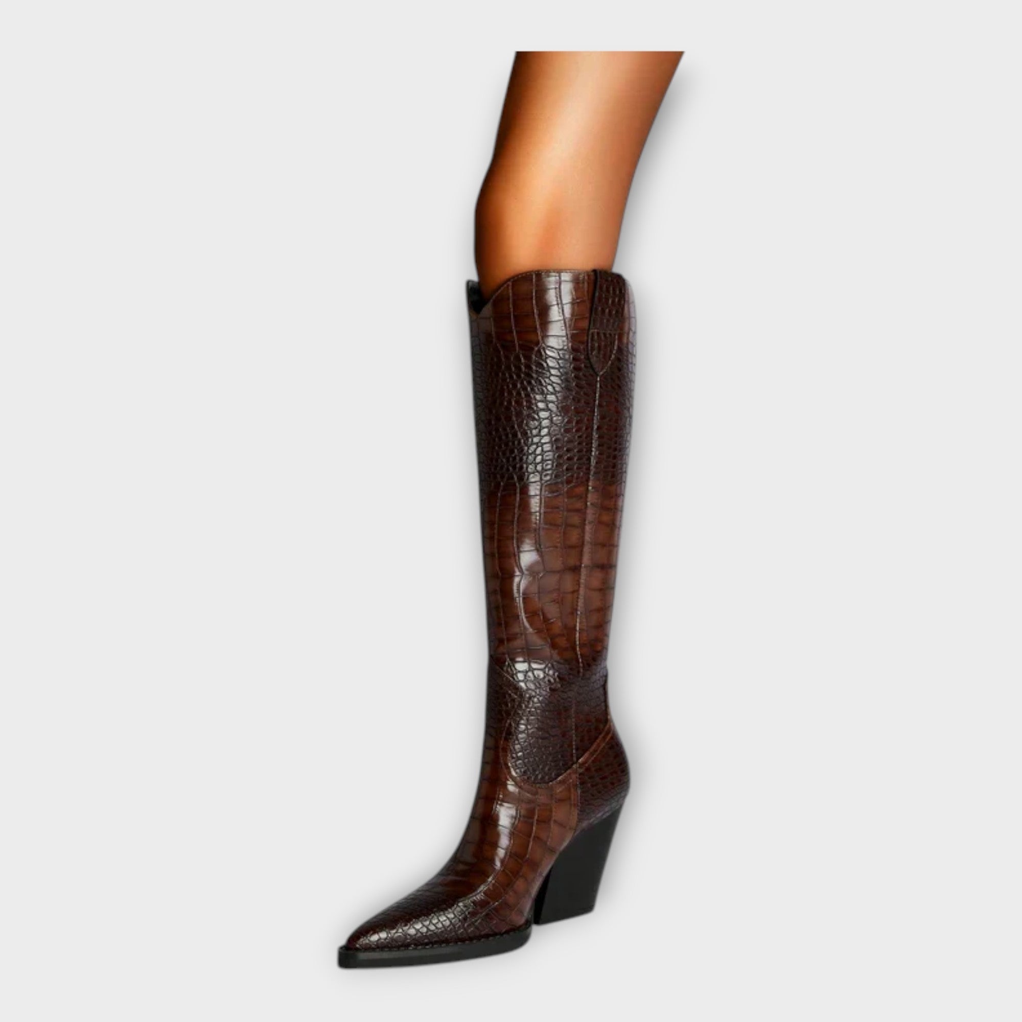Camila | Boots with Crocodile Design and Elegant Daily Heel