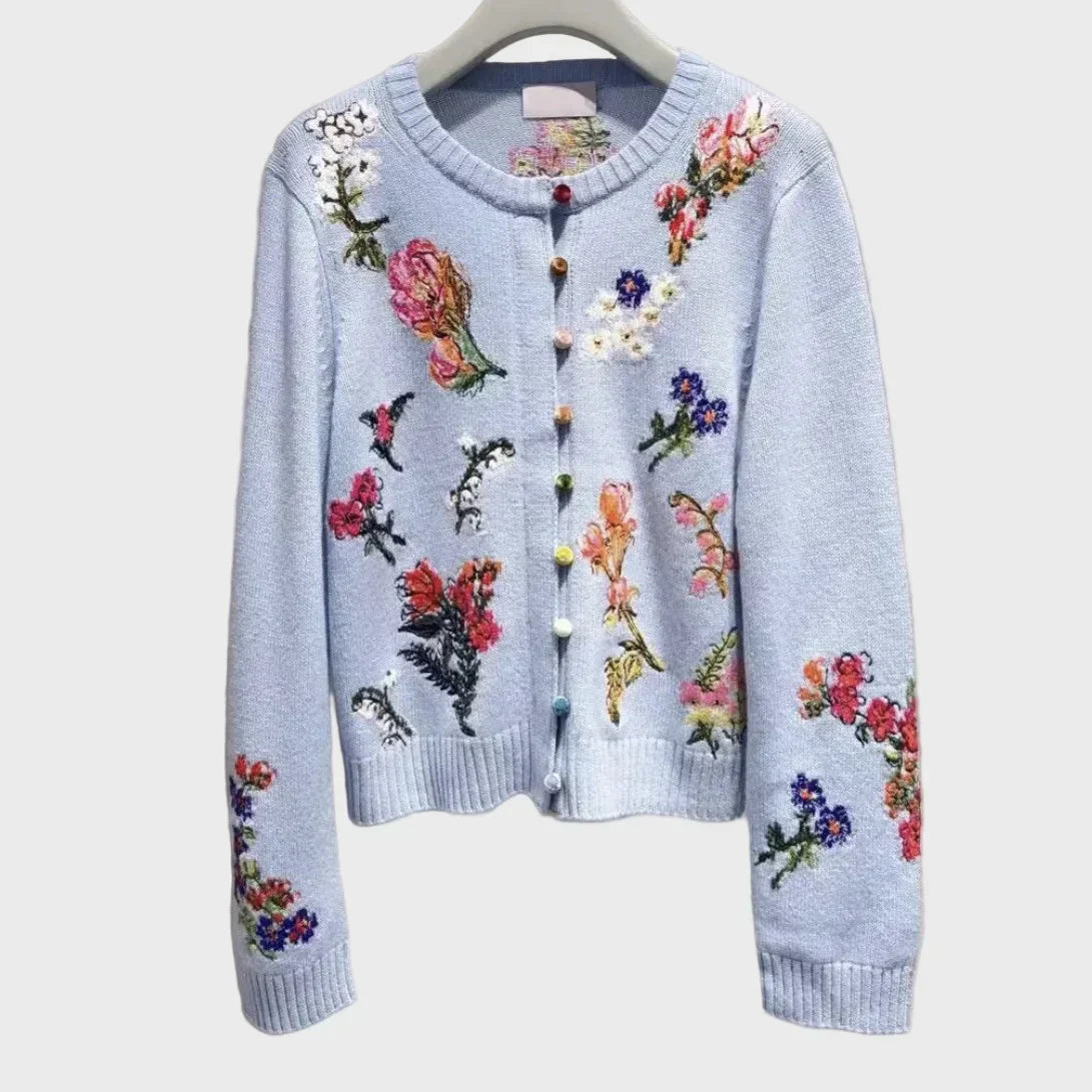 Stylish Sweater with Flowers
