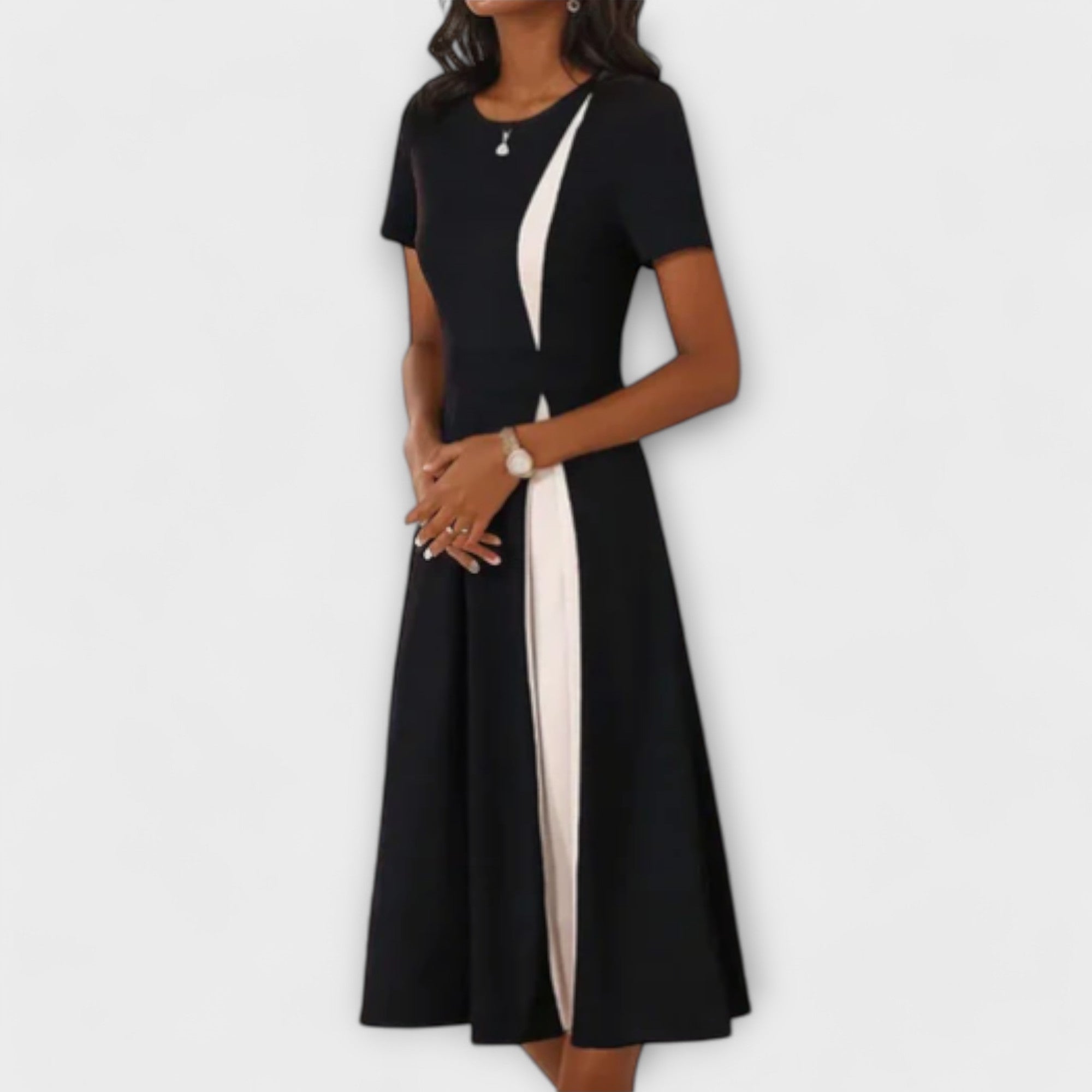 Diana - Black and White Midi Dress