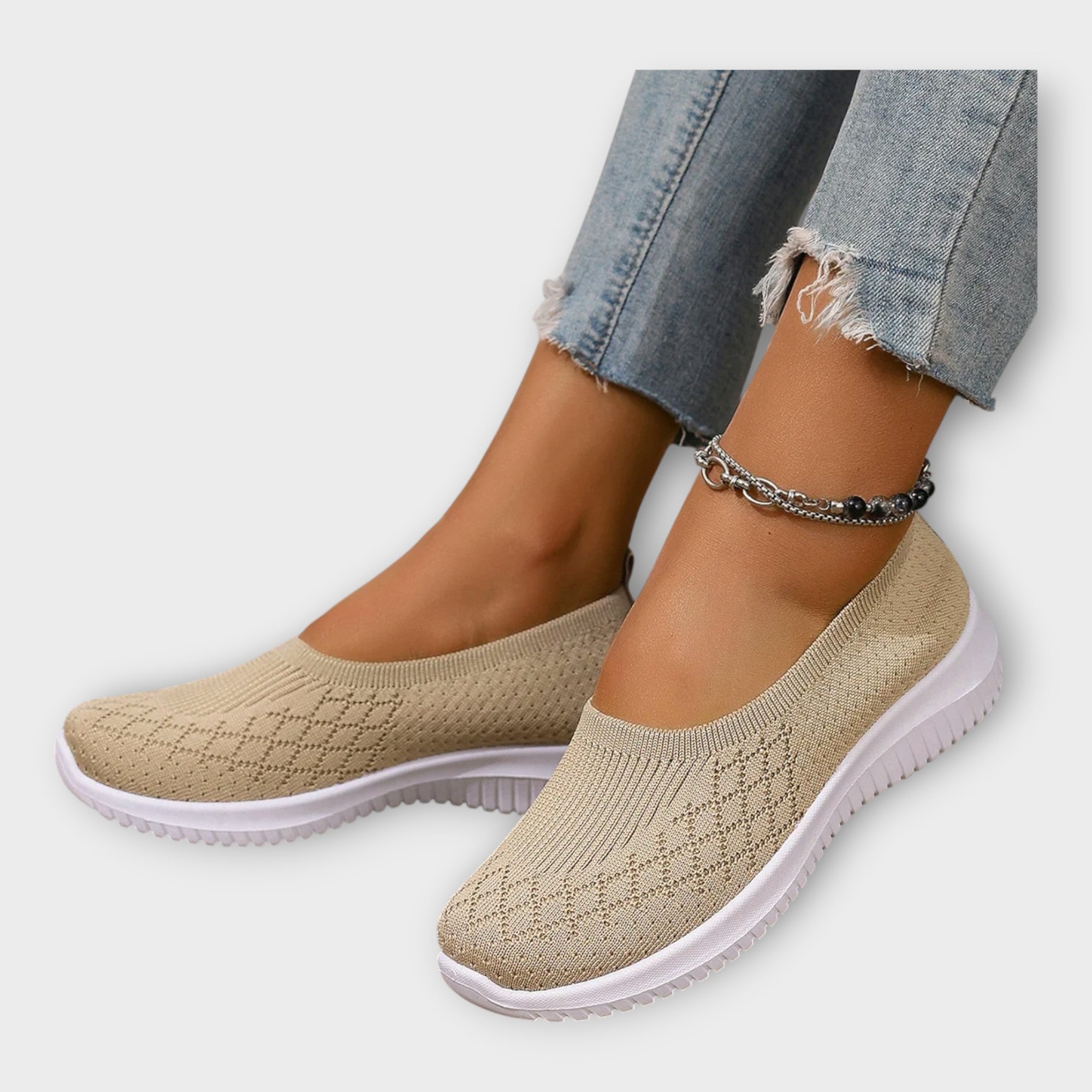 Braided ballerinas with non-slip sole