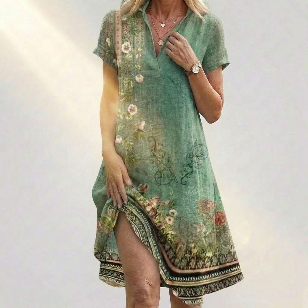 Marit – Dress with Print and V-Neck