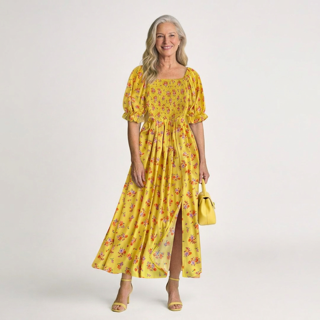 Delphine | Floral Square Neck Puff Sleeve Dress