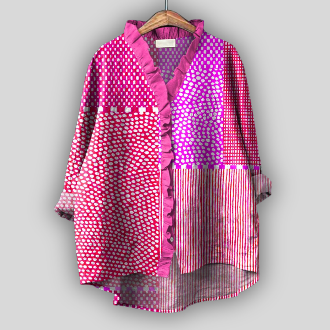 Linen blouse in fuchsia color
