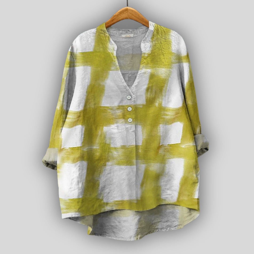 Linen Blouse Green Mosaic