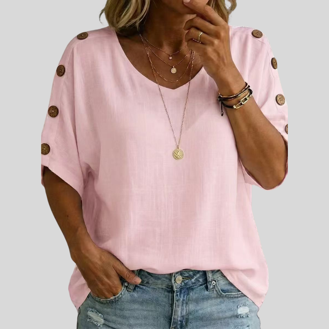 Nina – Relaxed Button-Sleeve Top