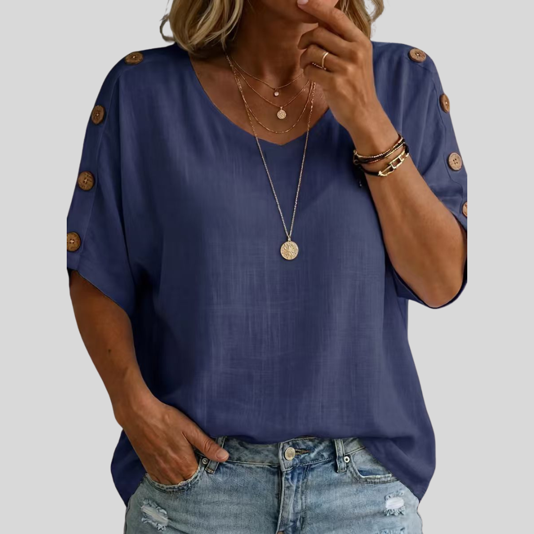 Nina – Relaxed Button-Sleeve Top