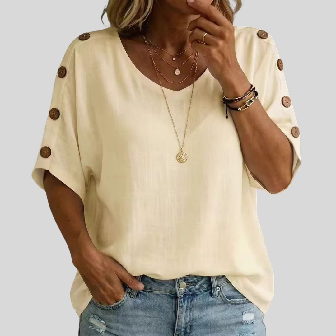Nina – Relaxed Button-Sleeve Top