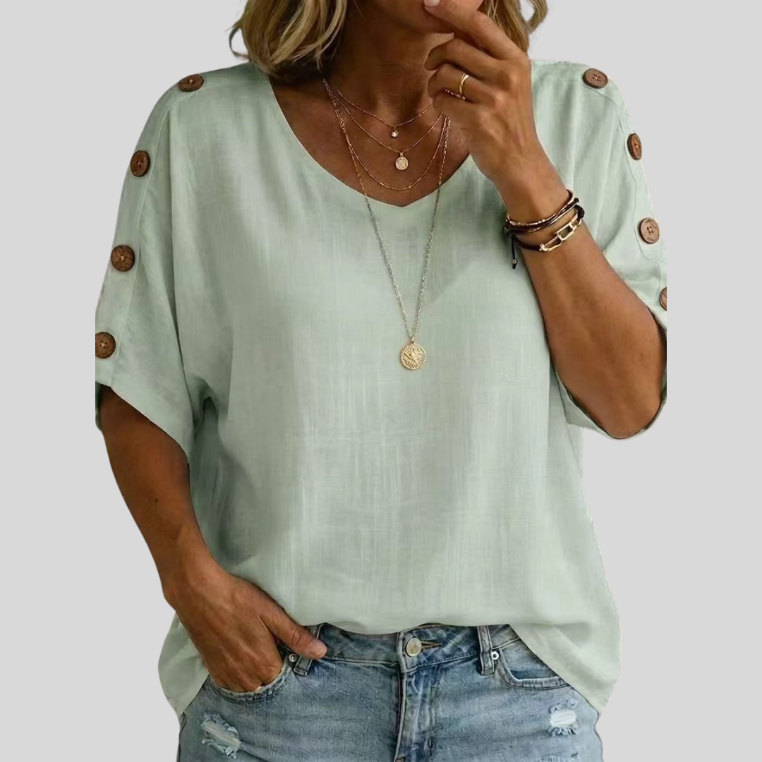 Nina – Relaxed Button-Sleeve Top