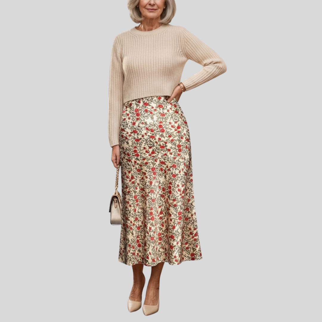 Leona Women's Skirt | High-Waist Midi Leopard Print
