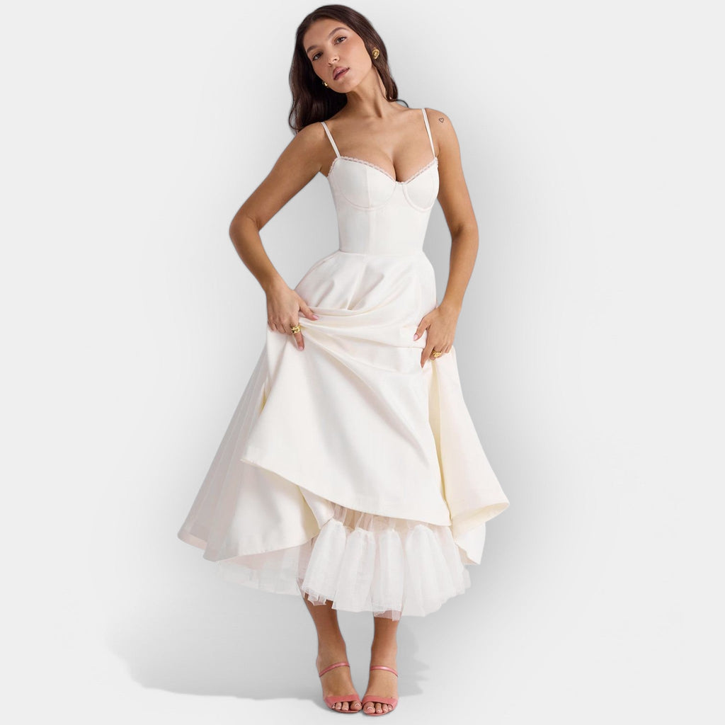 Minimalist White Midi Dress