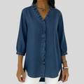 Sylwia – V-Neck Blouse with Delicate Ruffles