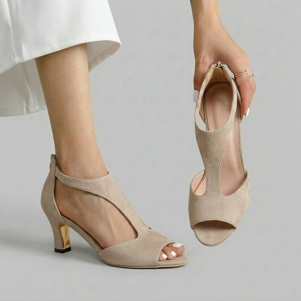 Lara - Peep Toe Ankle Strap Heels