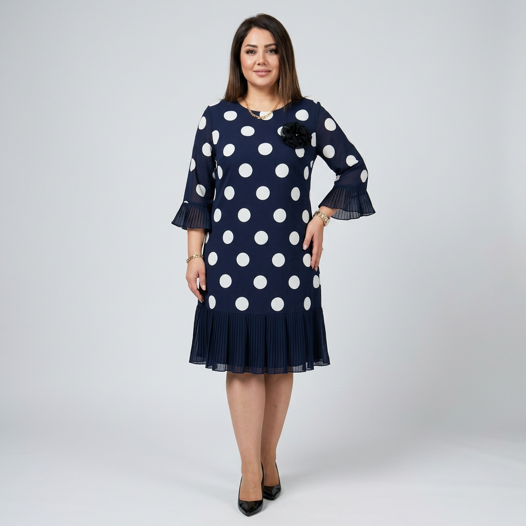 Victoria | Pleated Polka Dot Dress