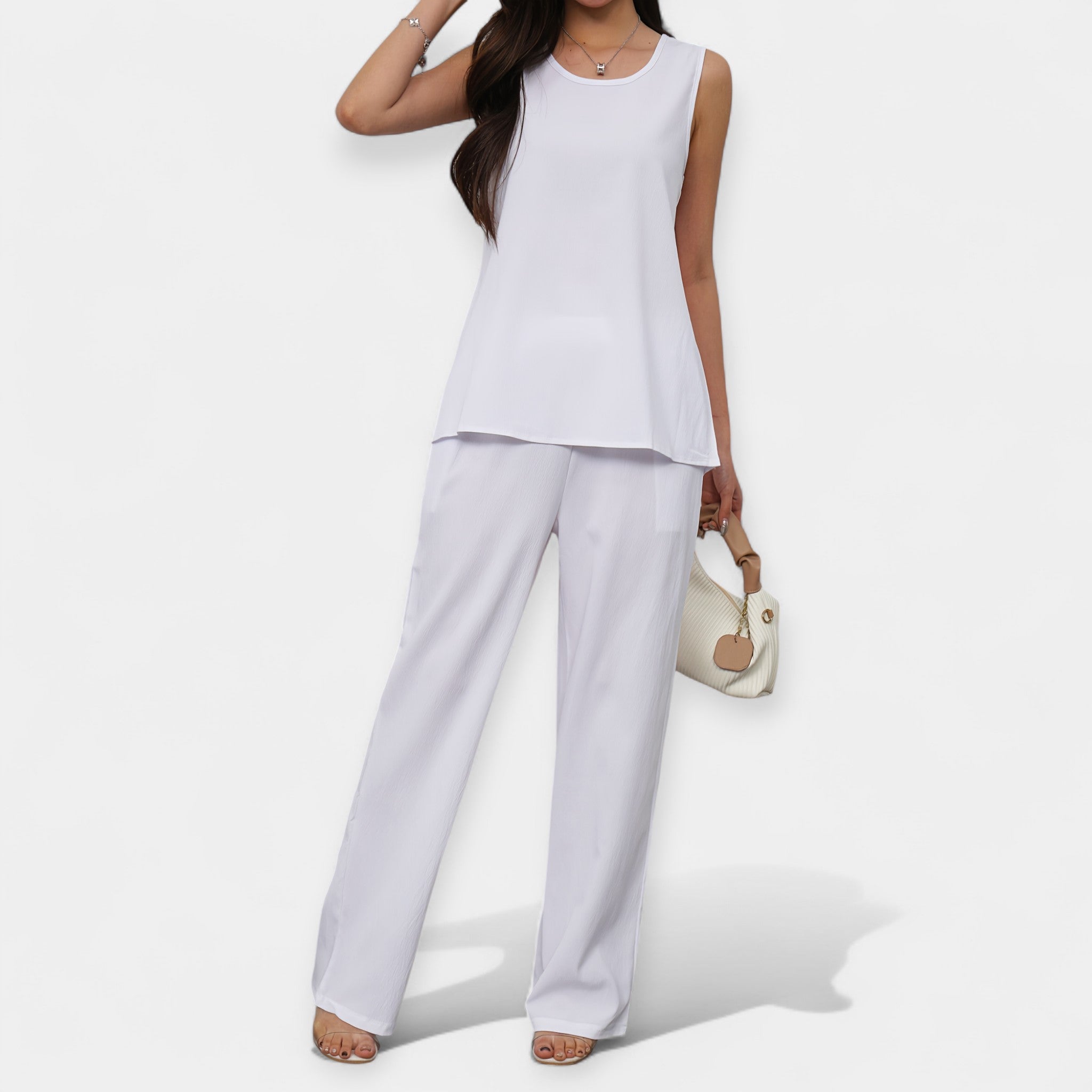 Comfortable Set with Sleeveless Top and Wide Pants