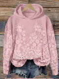 Casual Sweater with 3D Floral Pattern
