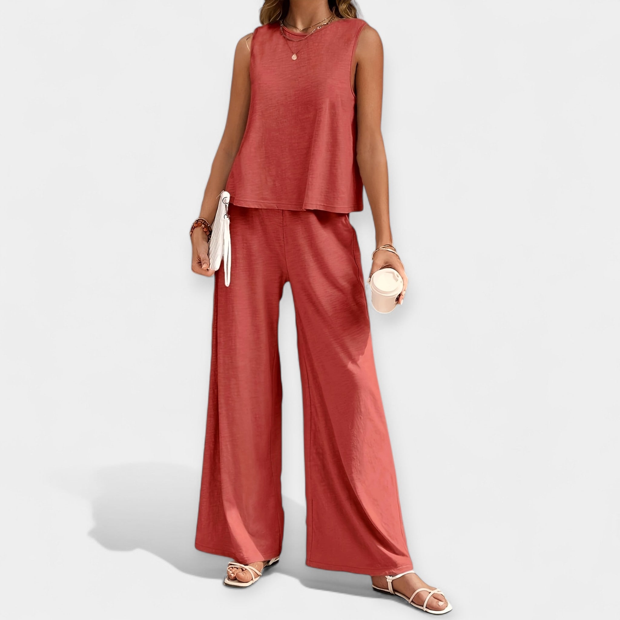 Sleeveless Top and Wide Pants Set