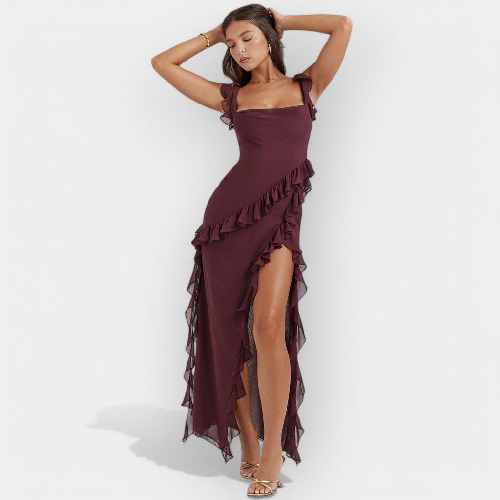 Dress with Cut-Out and Adjustable Ruffles