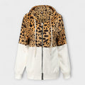 Lea - Fleece Hoodie with Leopard Print