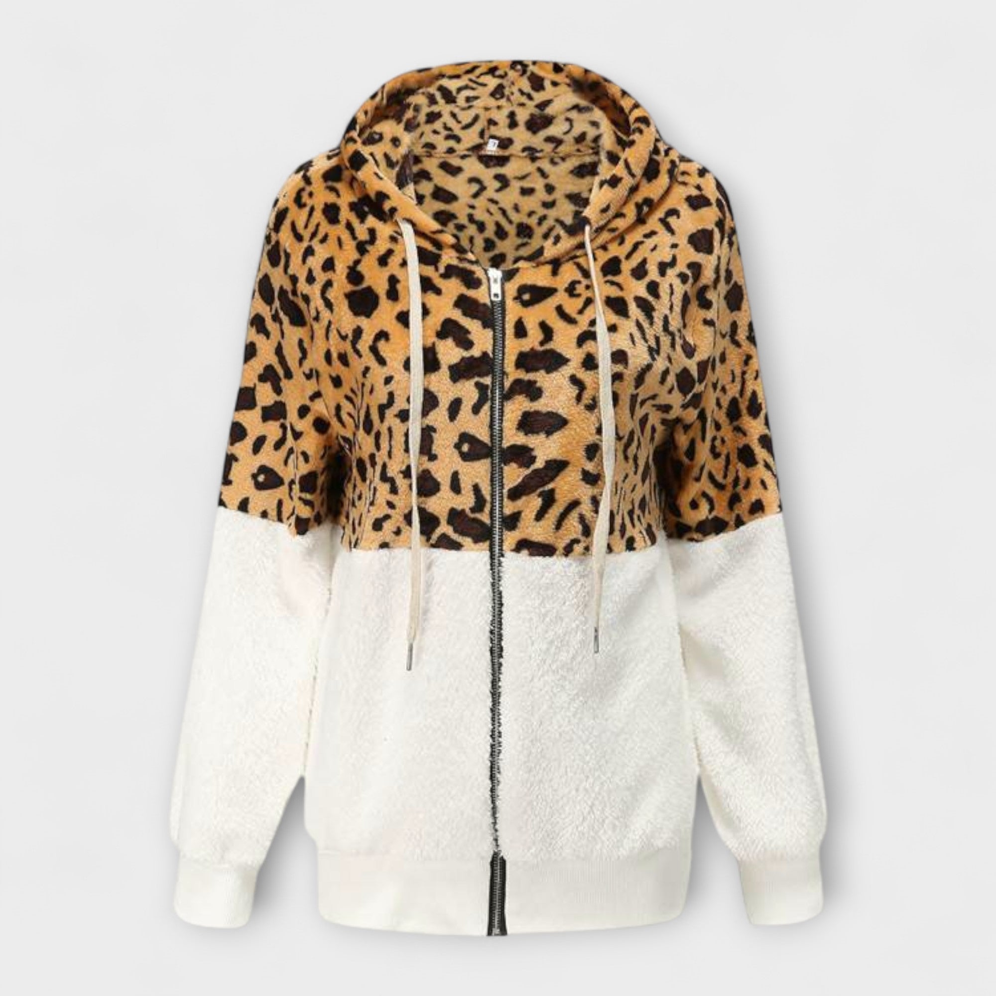 Lea - Fleece Hoodie with Leopard Print