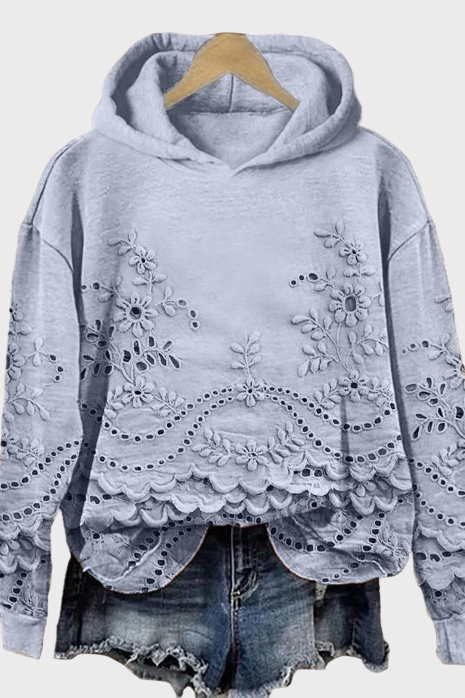 Hooded Top with Lace Green Meadow