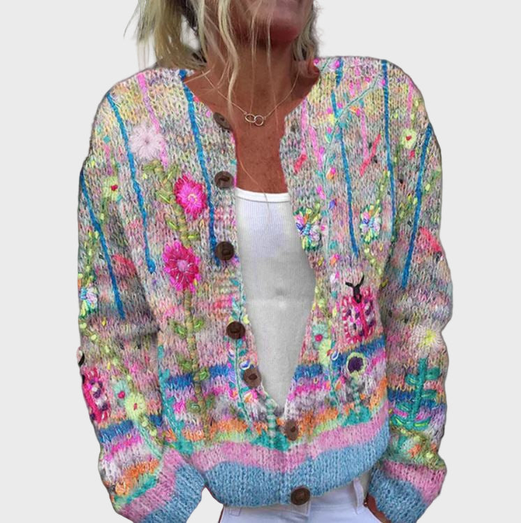 Elegant Sweater with Floral Pattern