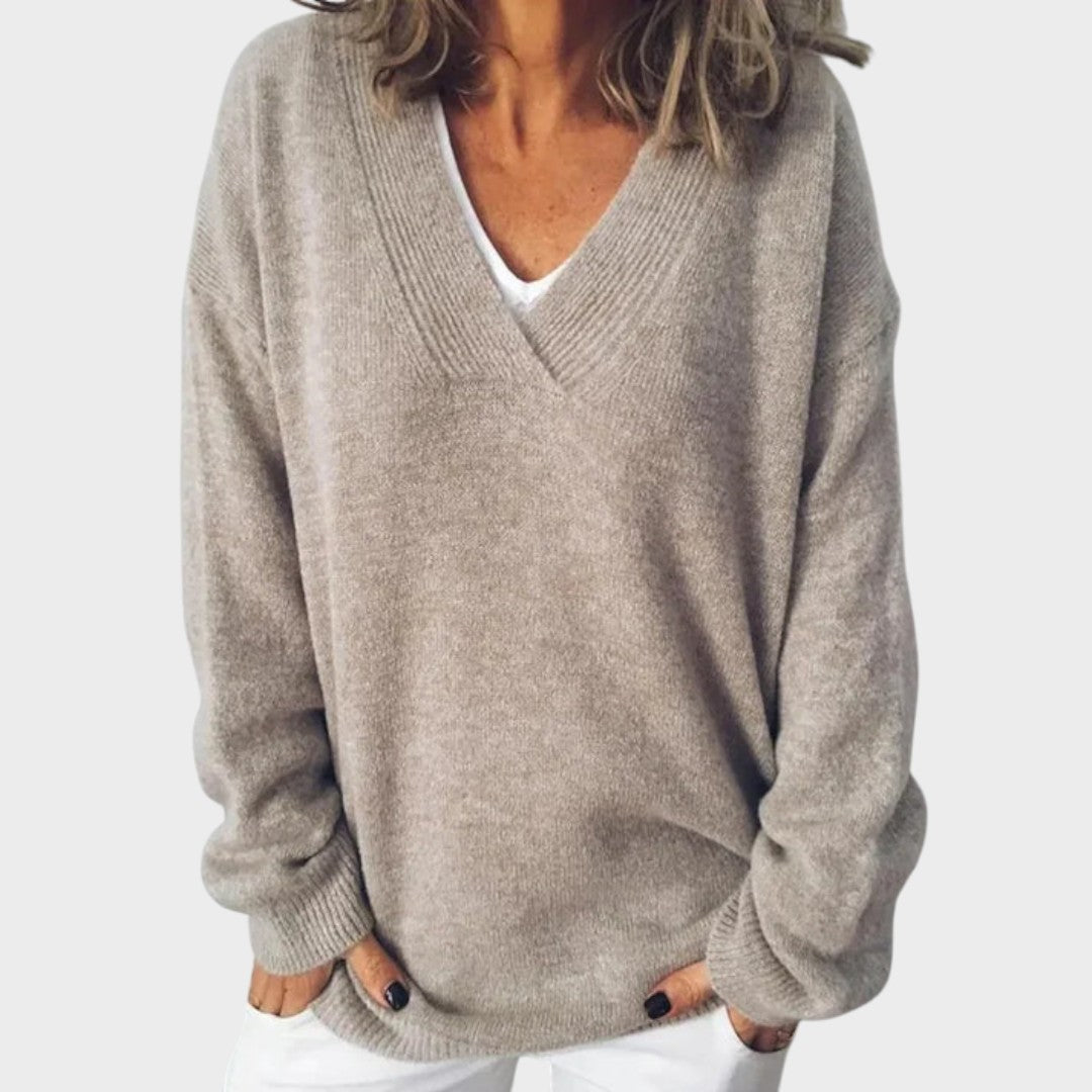 Veronika - Cashmere V-Neck Women's Sweater