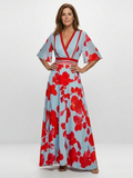 Corinne | Floral V-Neck Short Sleeve Maxi Dress