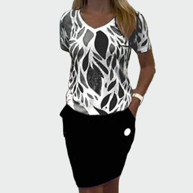 Stylish Set with Pattern and Elegant Skirt
