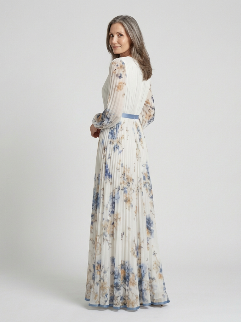 Lavinia | Floral V-Neck Long Sleeve Maxi Dress