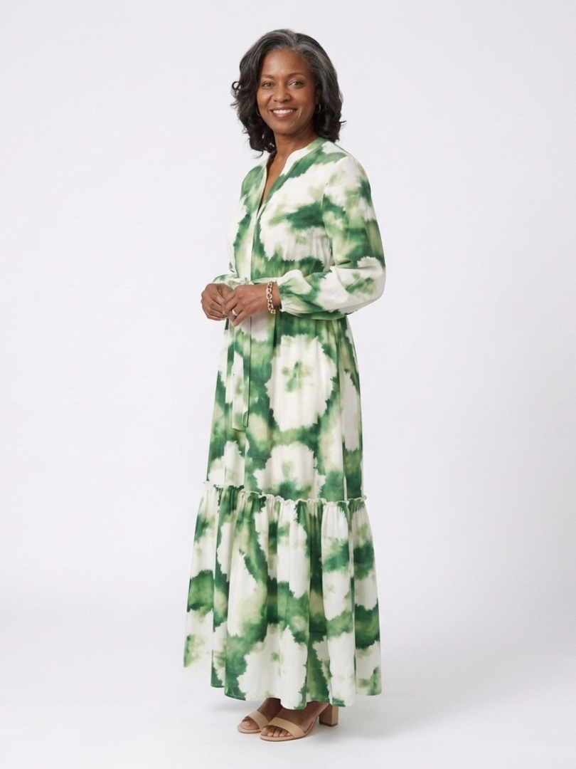 Sabine | Tie-Waist Long Sleeve Maxi Dress