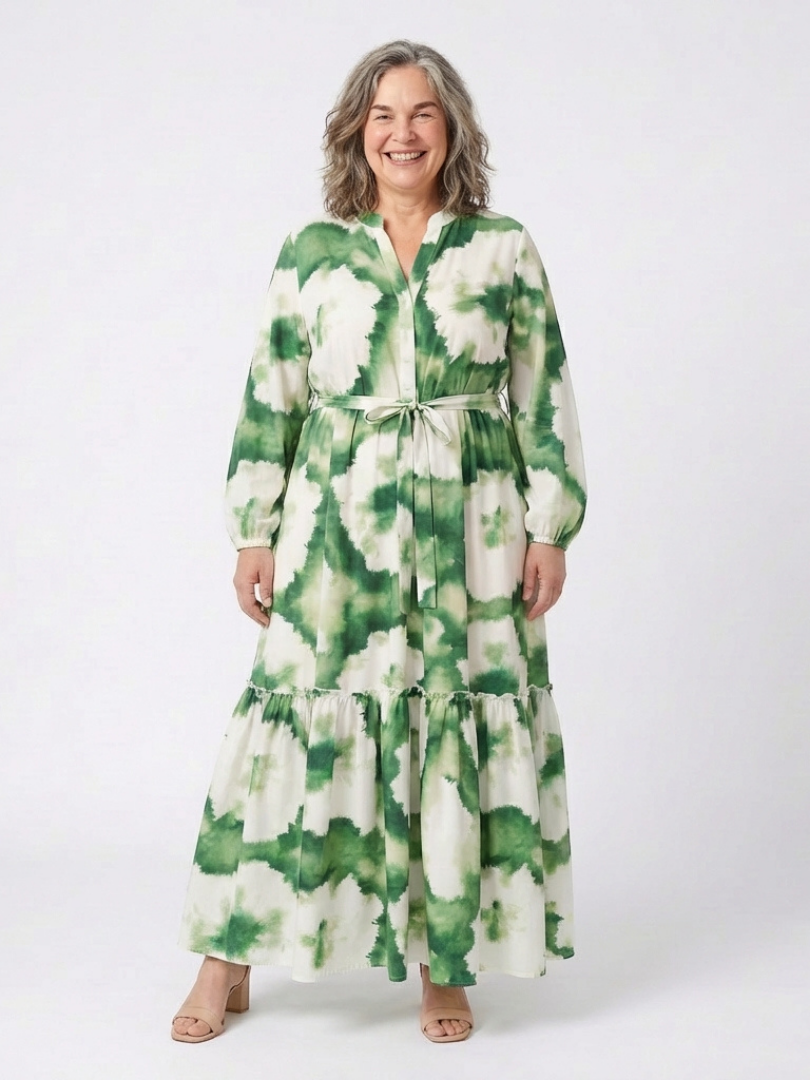 Sabine | Tie-Waist Long Sleeve Maxi Dress
