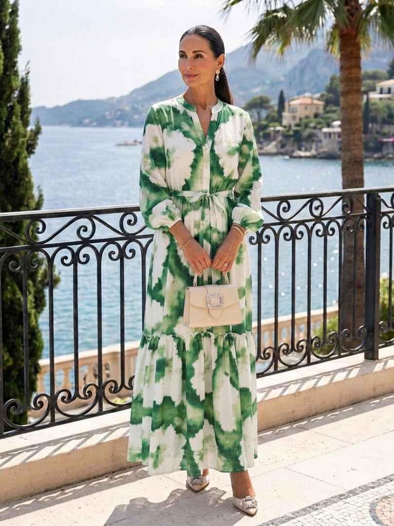 Sabine | Tie-Waist Long Sleeve Maxi Dress